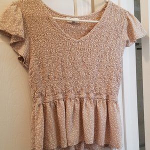 Jopra Shirred Flutter Sleeve V-neck Top Size L